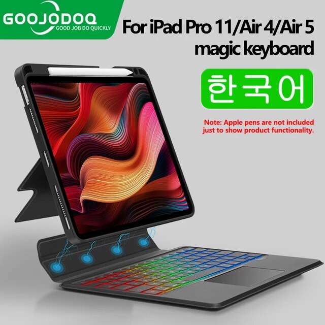 Goojjoq-マジックキーボード,発光キーボードカバー付き,Max Pro 11 air 5 4,iPad 9世代,第7世代,取り外し可能,バックラ｜itemselect｜02
