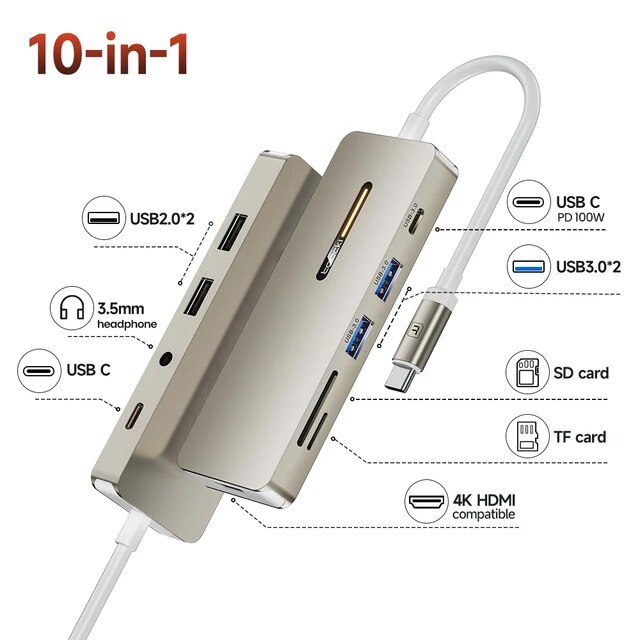 Toocki-USB 3.0ハブドック、タイプcからhdmi互換、4k、30hz、7 in 1、pd100wアダプター、macbook air pro｜itemselect｜02