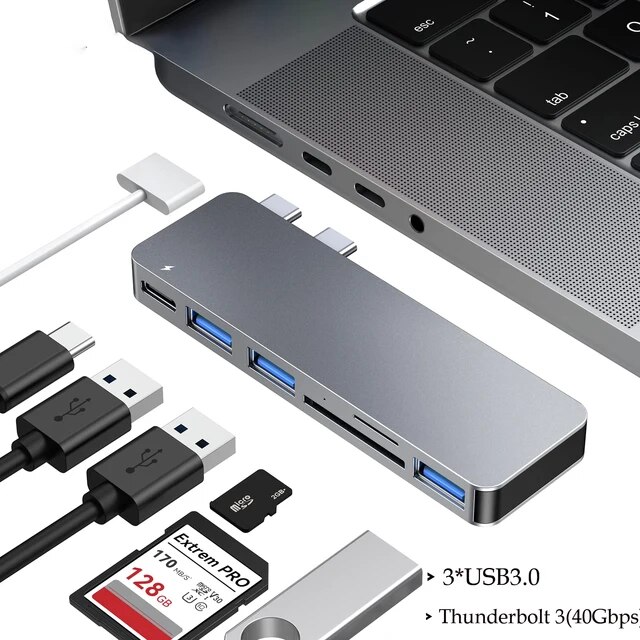 Macbook pro用USBcハブアダプター、マルチポートmacbookアダプター、m1、m2、2022、2021、2020、2019、13 "、｜itemselect｜02