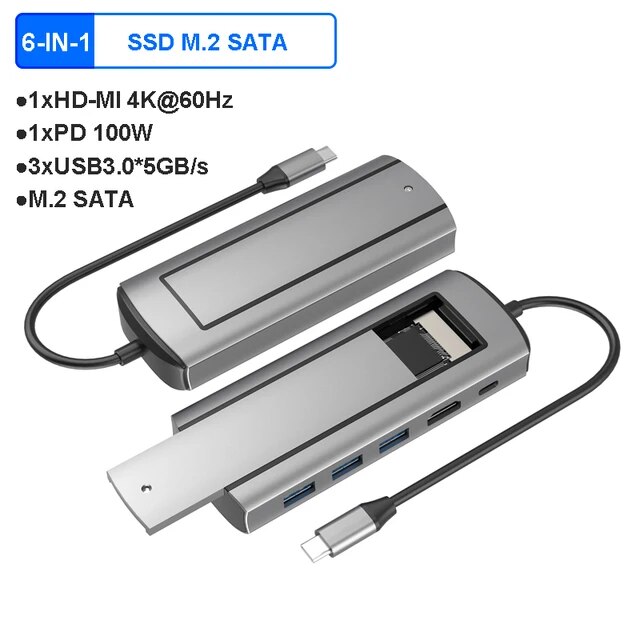USB cドッキングステーション (ディスクストレージ機能付き) 、タイプcからhdmi互換アダプター、4k、60hz、m.2、sata、ssd、ma｜itemselect｜02