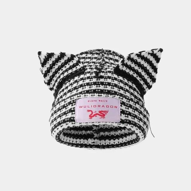 Loverboy-猫の耳のウールのニット帽、二重層、暖かい、豚の耳、かわいいファッション、フード付きキャップ、ニッチなデザイン、ヒップホップ、個性、寒｜itemselect｜10