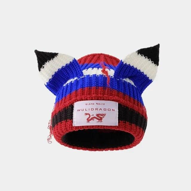 Loverboy-猫の耳のウールのニット帽、二重層、暖かい、豚の耳、かわいいファッション、フード付きキャップ、ニッチなデザイン、ヒップホップ、個性、寒｜itemselect｜02