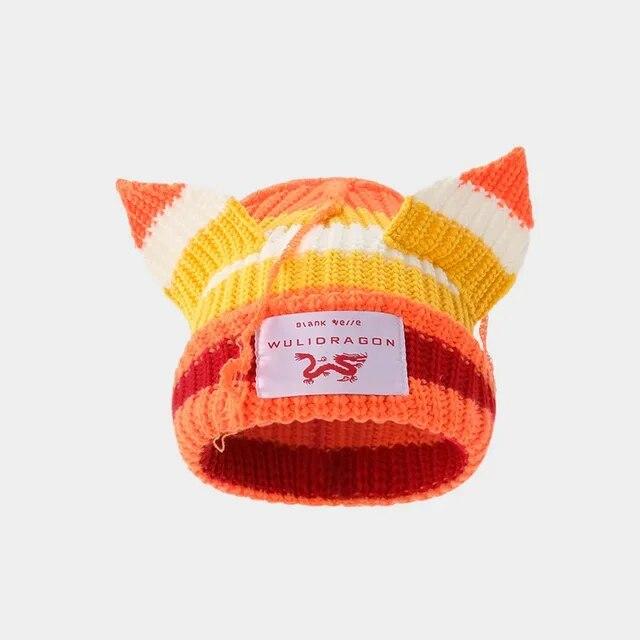 Loverboy-猫の耳のウールのニット帽、二重層、暖かい、豚の耳、かわいいファッション、フード付きキャップ、ニッチなデザイン、ヒップホップ、個性、寒｜itemselect｜07