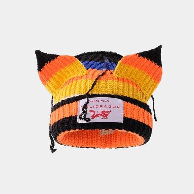 Loverboy-猫の耳のウールのニット帽、二重層、暖かい、豚の耳、かわいいファッション、フード付きキャップ、ニッチなデザイン、ヒップホップ、個性、寒｜itemselect｜06