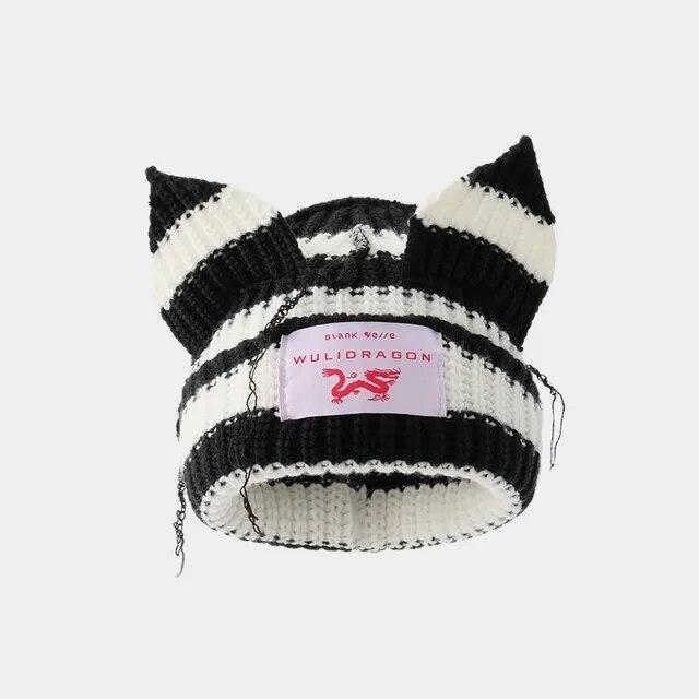 Loverboy-猫の耳のウールのニット帽、二重層、暖かい、豚の耳、かわいいファッション、フード付きキャップ、ニッチなデザイン、ヒップホップ、個性、寒｜itemselect｜04