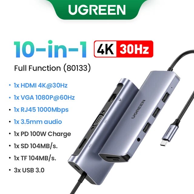 Ugreen-USBハブC,HDMIアダプター,4k,usb-3.0 100w,macbook pro用アクセサリー,タイプc USB-C,3.1｜itemselect｜02