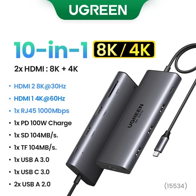 Ugreen-USBハブC,HDMIアダプター,4k,usb-3.0 100w,macbook pro用アクセサリー,タイプc USB-C,3.1｜itemselect｜09