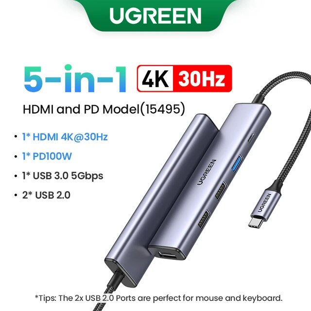 Ugreen-USBハブC,HDMIアダプター,4k,usb-3.0 100w,macbook pro用アクセサリー,タイプc USB-C,3.1｜itemselect｜03