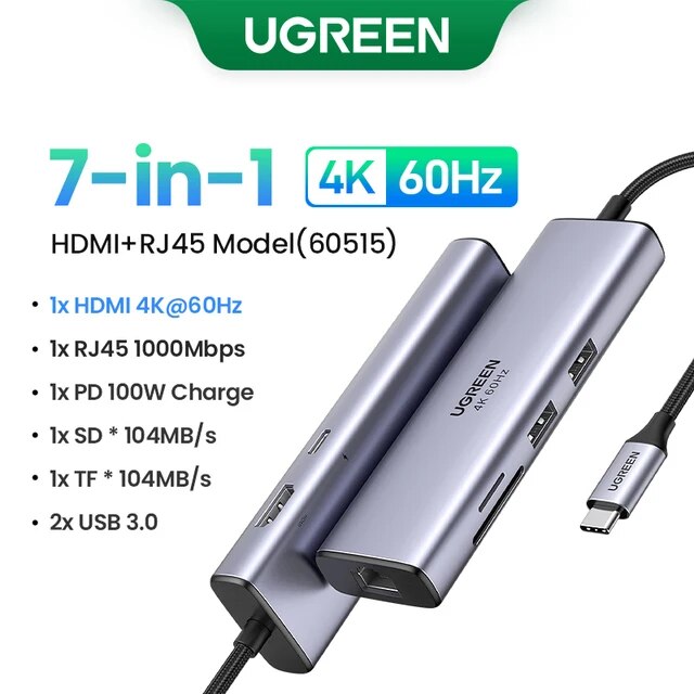 Ugreen-USBハブC,HDMIアダプター,4k,usb-3.0 100w,macbook pro用アクセサリー,タイプc USB-C,3.1｜itemselect｜06