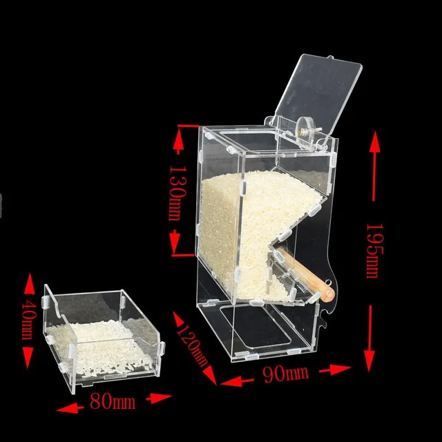 1 個ペットオウム自動鳥の餌箱ケージ食品コンテナ小鳥抗こぼれ透明摂食ツール鳩用品｜itemselect｜02