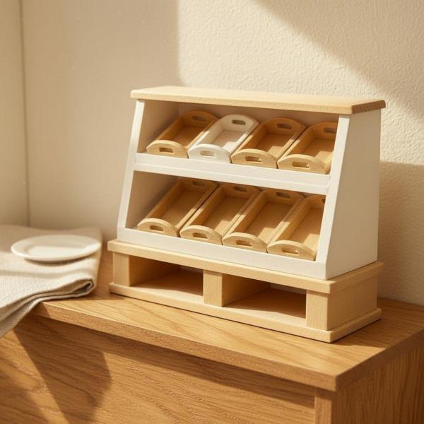 ミニチュアパンキャビネット ベーカリー展示台 ドールハウス家具 多層