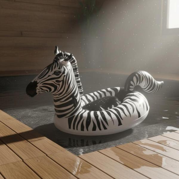シマウマの大型浮き輪 LEDライト ゼブラ型ウォーターレイド 大きめサイズ 動物テーマプールフロート 3気室 大人用浮き輪 修理パッチ付き 具 子ども用 写真撮影用