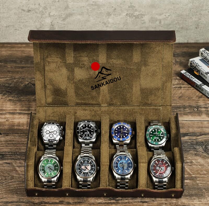 最終価格！新品　時計コレクションケース 送料無料】父の日 腕時計ケース 本革 牛革 復古 時計ケース 4本用