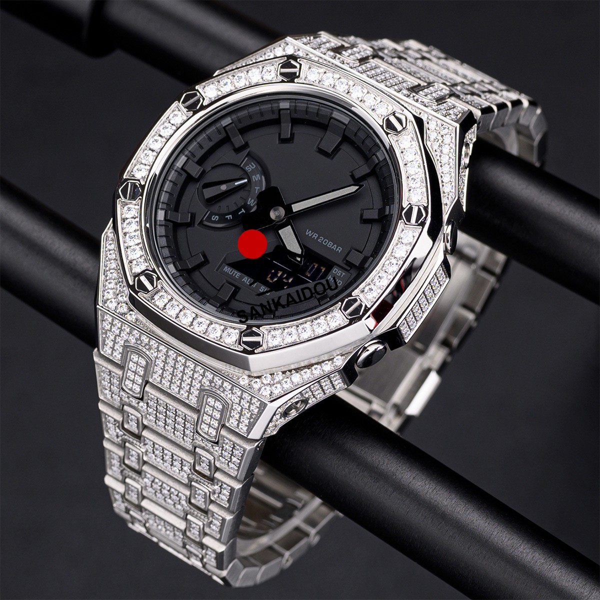 【送料無料】GA-2100 GA-2110 GAB-2100対応 フルストーンカスタムケース メタルバンドセット ステンレス製 一体型 保護カバー高級感華やか おしゃれ メンズ 人気_9