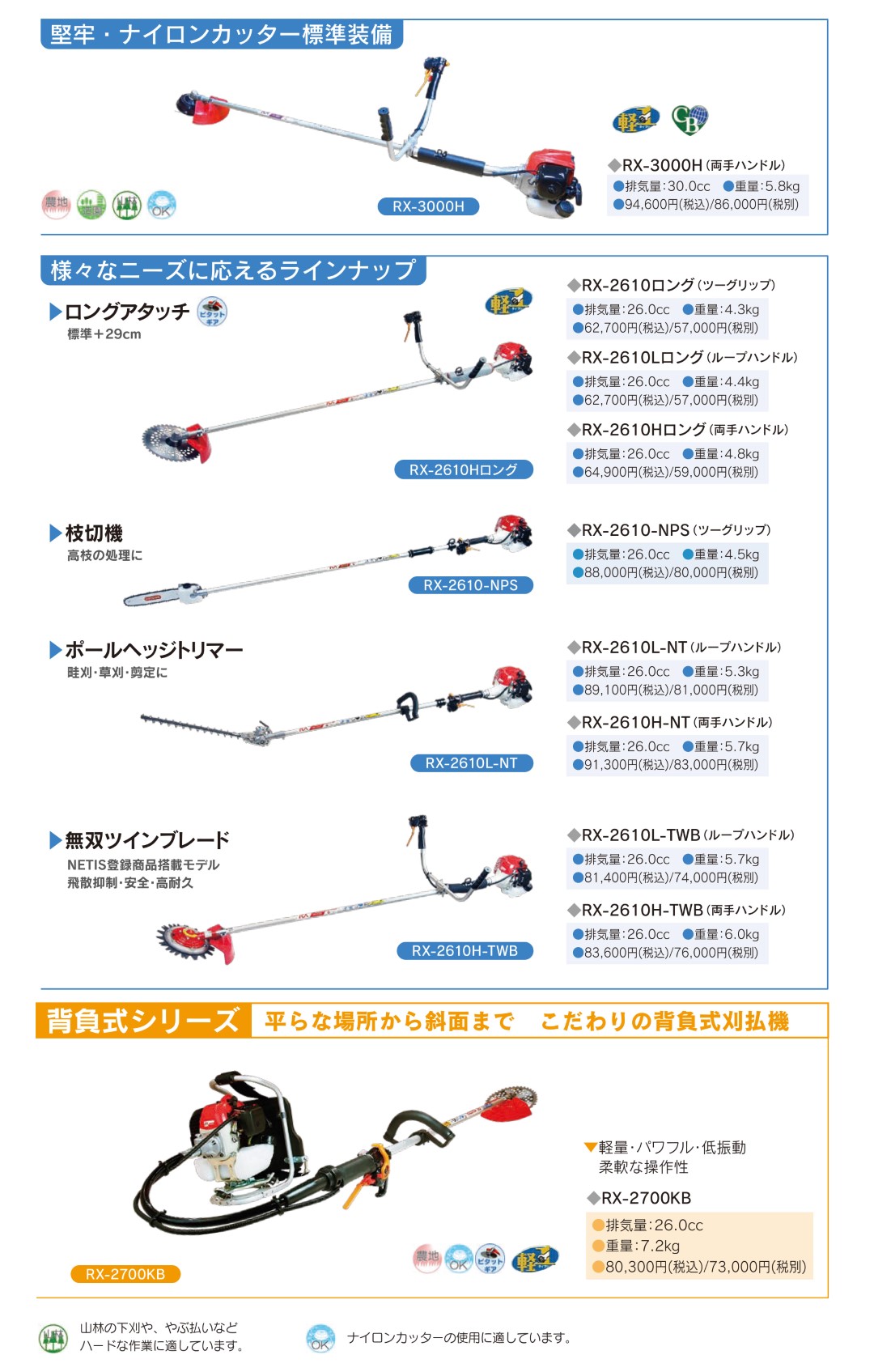 新宮商行 エンジン刈払機 RX-2610H ロング棹 26ccクラス 両手