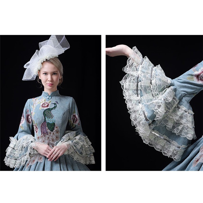 豪華な女王 ロングドレス ステージ衣装 お姫様代劇 プリンセスライン