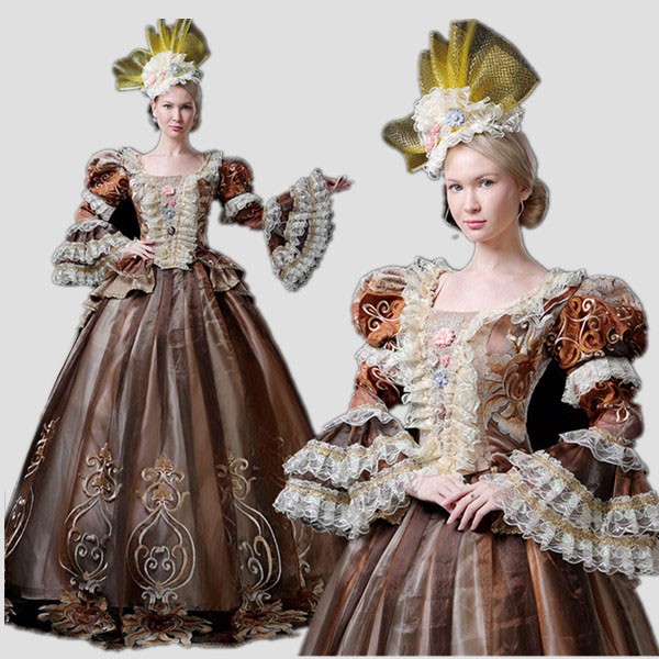 ロングドレス ヨーロッパ貴族の衣装 女性用 仮装 中世貴族風 フランス