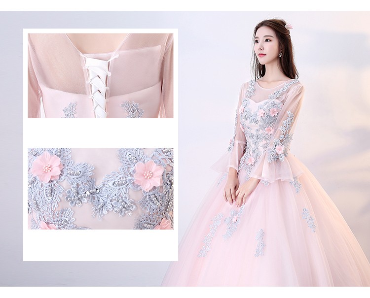 カラードレス ウェディングドレス ロングドレス 袖あり 体型カバー