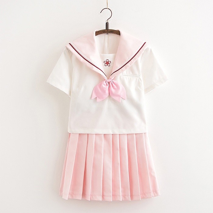 S/M/L/XL 制服 セーラー服 半袖 リボン付き セーラー服 スカート 夏