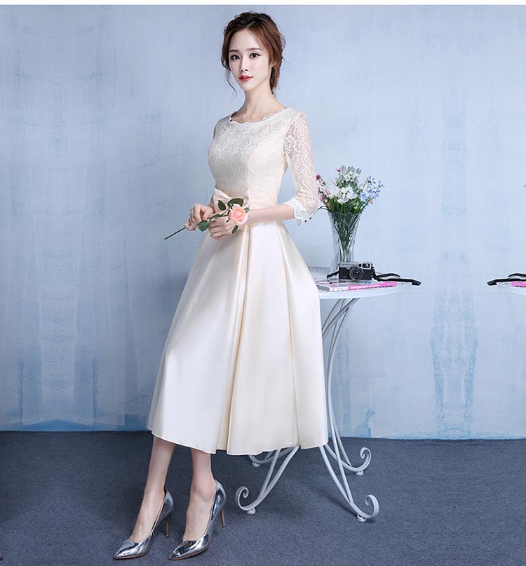 結婚式 リボン 7分袖 エレガンス ワンピース ドレス 31aea12bb3dcdb9b50bbb3e0cd7ad9