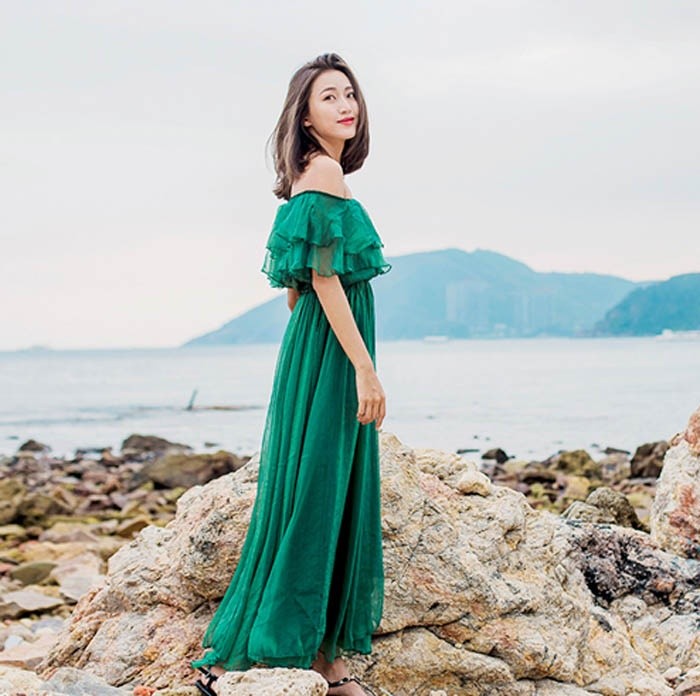 S/M/L オフショルダー ワンピース 女性らしさ溢れる 選べる