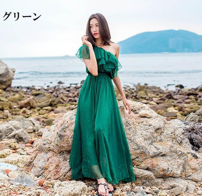 S/M/L オフショルダー ワンピース 女性らしさ溢れる 選べる