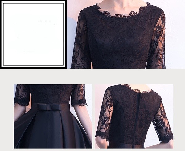 パーティードレス ミモレ丈 演奏会 黒 結婚式 母親 大人 ピアノ 発表会