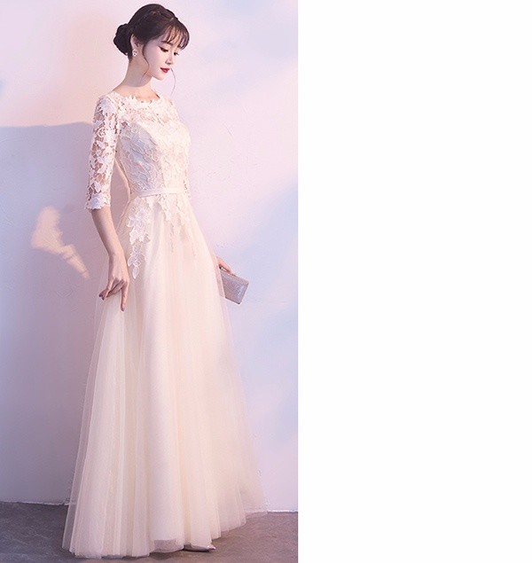 パーティードレス シャンパン 結婚式 エレガント ロング 韓国 e35902.jpg