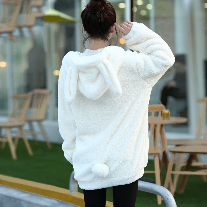 パーカー ふわふわ もこもこパーカー ペアルック うさみみパーカー