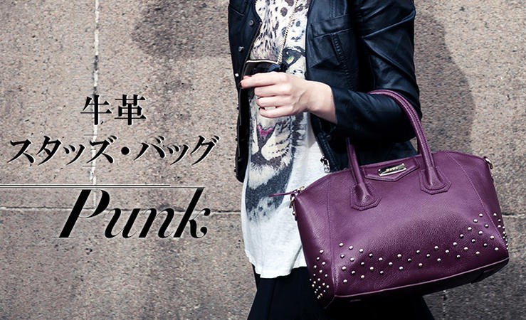 特別セール品】パンクファッション 本革2way スタッズバッグ