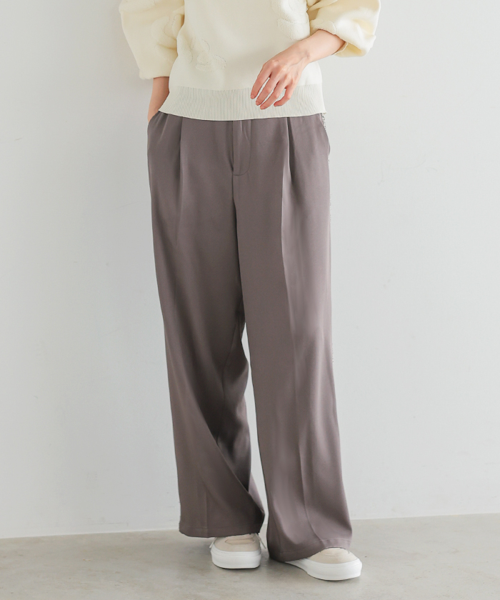 ワイドパンツ パンツ レディース 50代 40代 30代 ボトムス ライン