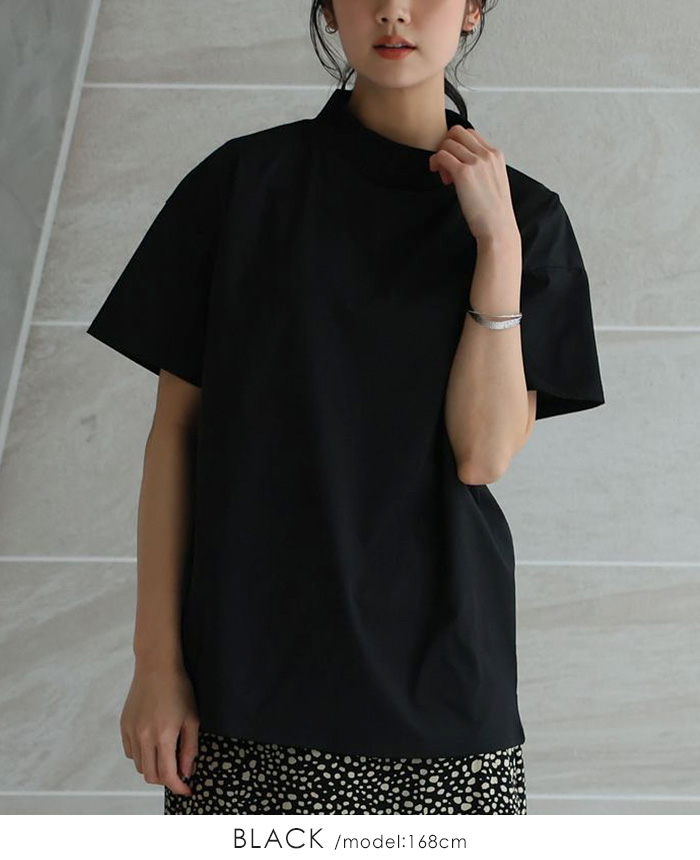 V12 レディース モックネック 半袖シャツ ブラック 美品 Tシャツ レディース トップス 半袖 モックネック UV 接触冷感 プル