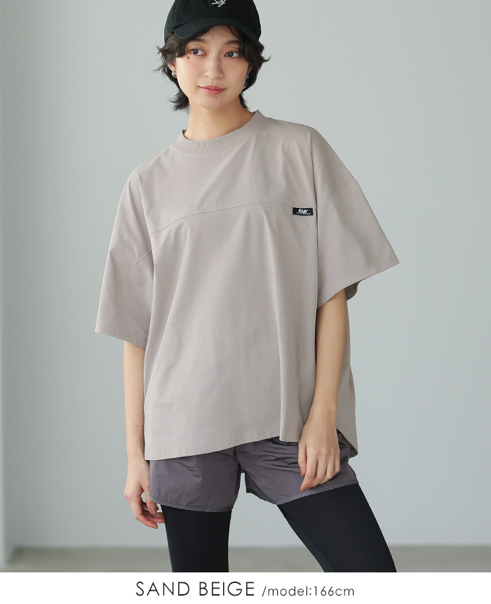 Tシャツ レディース トップス 5分袖 クルーネック ドライ UV 接触冷感 