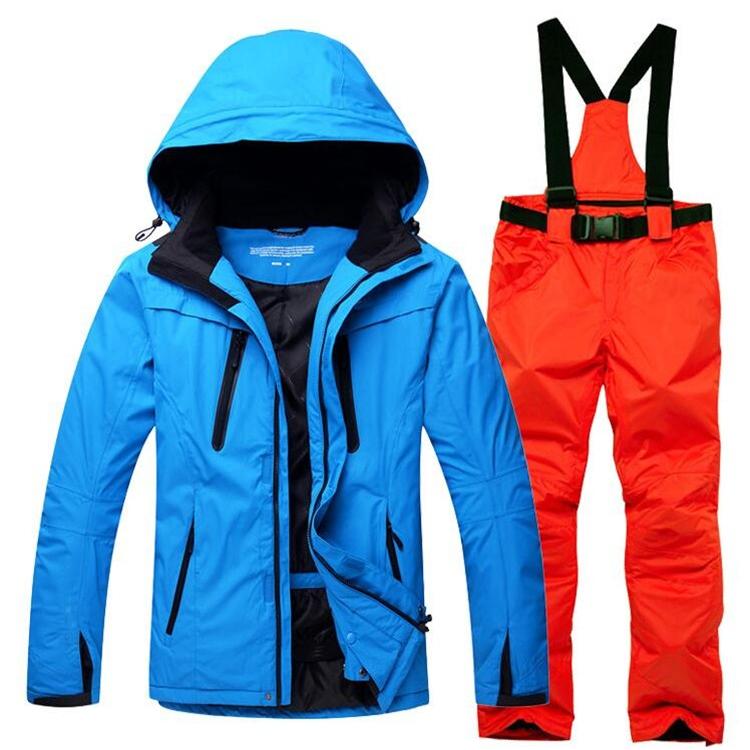 スキーウェア メンズ 上下セット スノーボードウェア暖 フード付きマウンテンジャケット 厚手中綿防寒 アウトドア防水