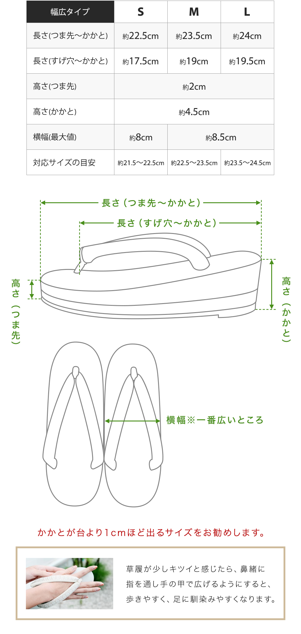 サイズ幅広喪草履