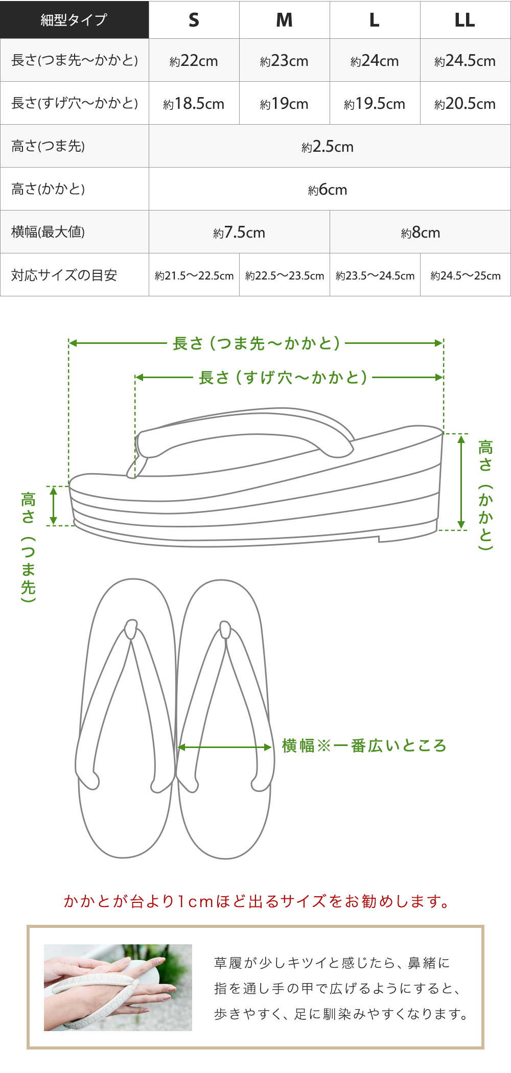 サイズ細型3段