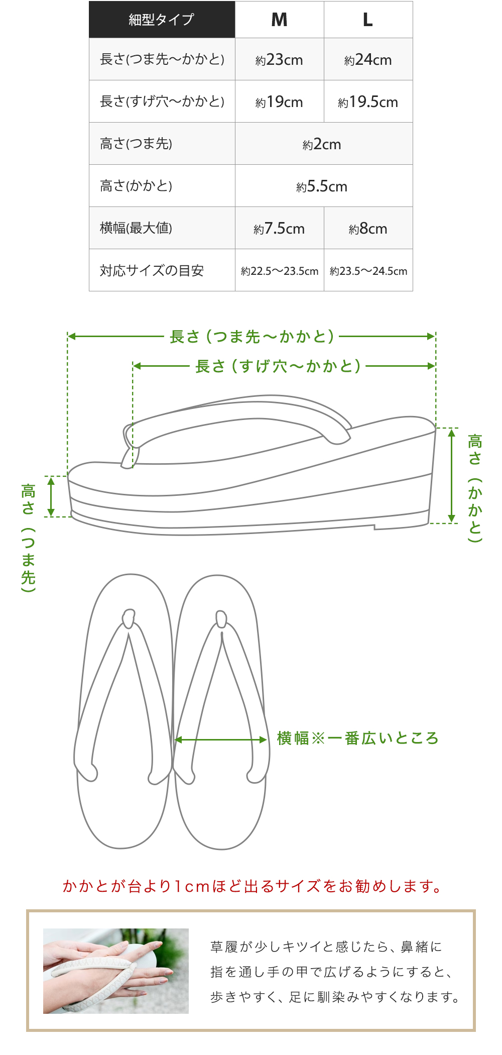 サイズ細型2段