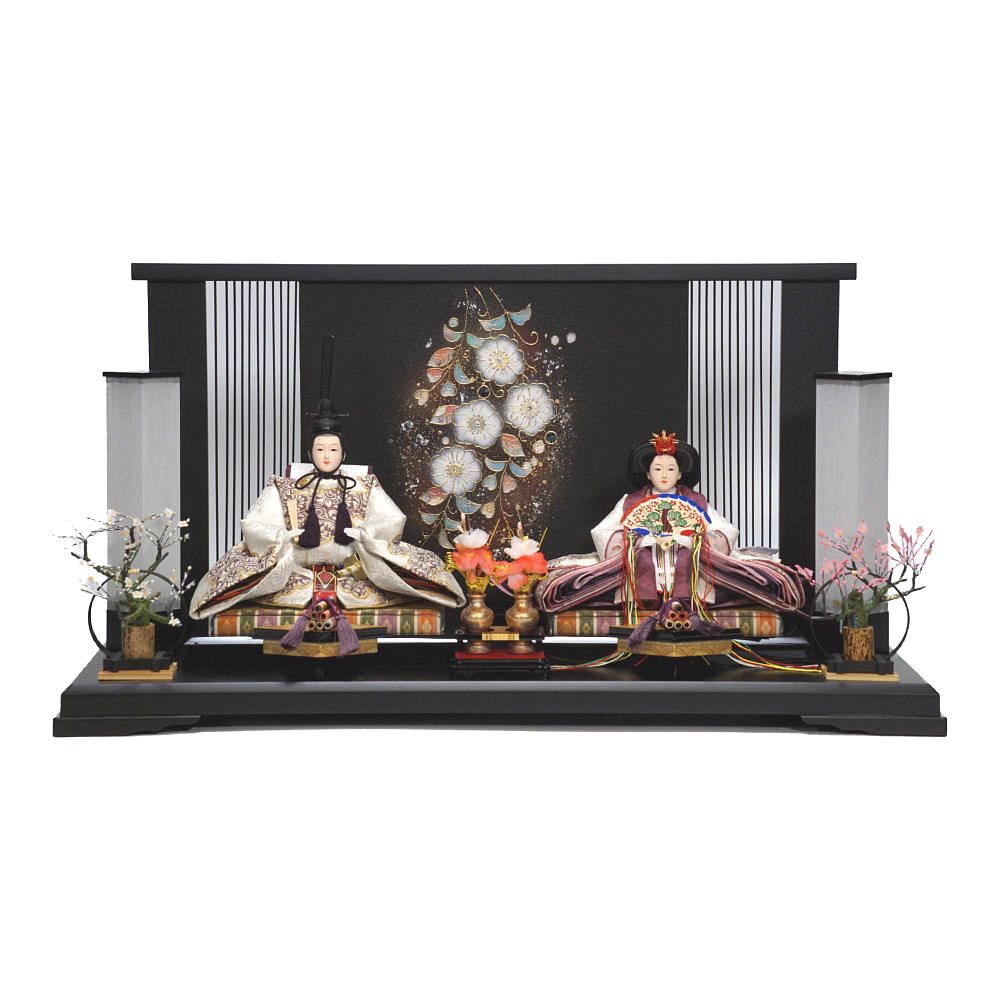 【雛人形】京十番 金襴(白・薄紫) 親王飾り | 博暁作
