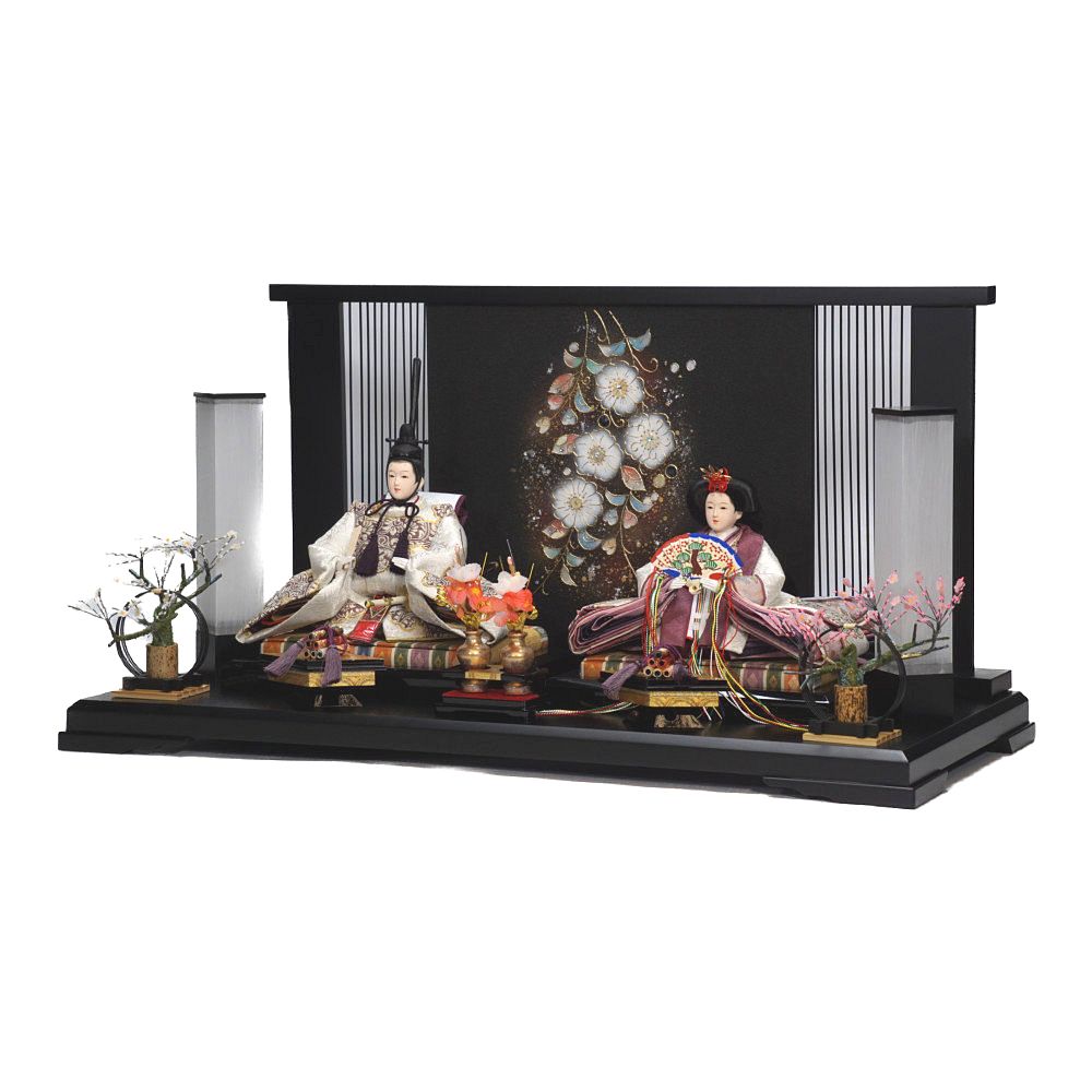 【雛人形】京十番 金襴(白・薄紫) 親王飾り | 博暁作_1