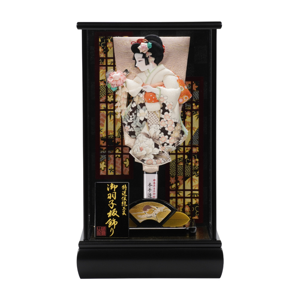 【羽子板】10号 杏 友禅(白)〈摩耶作〉[262-003]