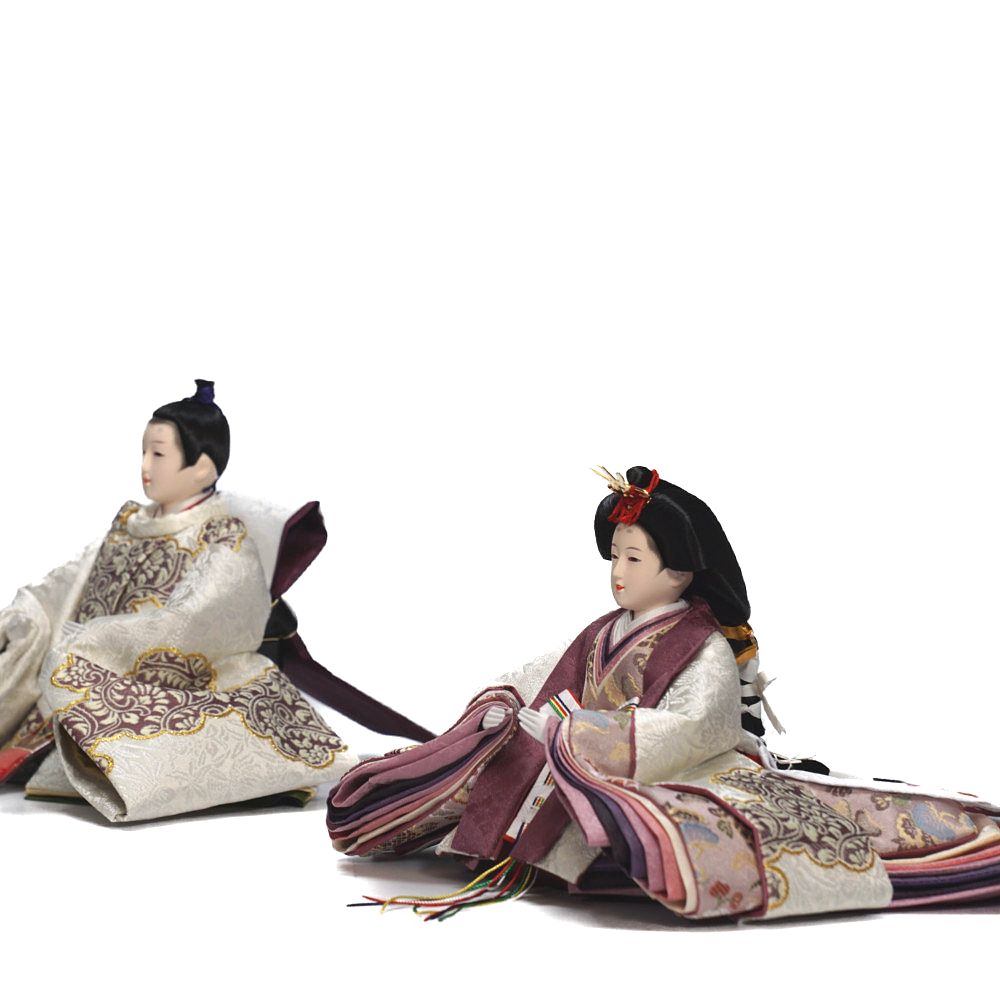 【雛人形】京十番 金襴(白・薄紫) 親王飾り | 博暁作_5