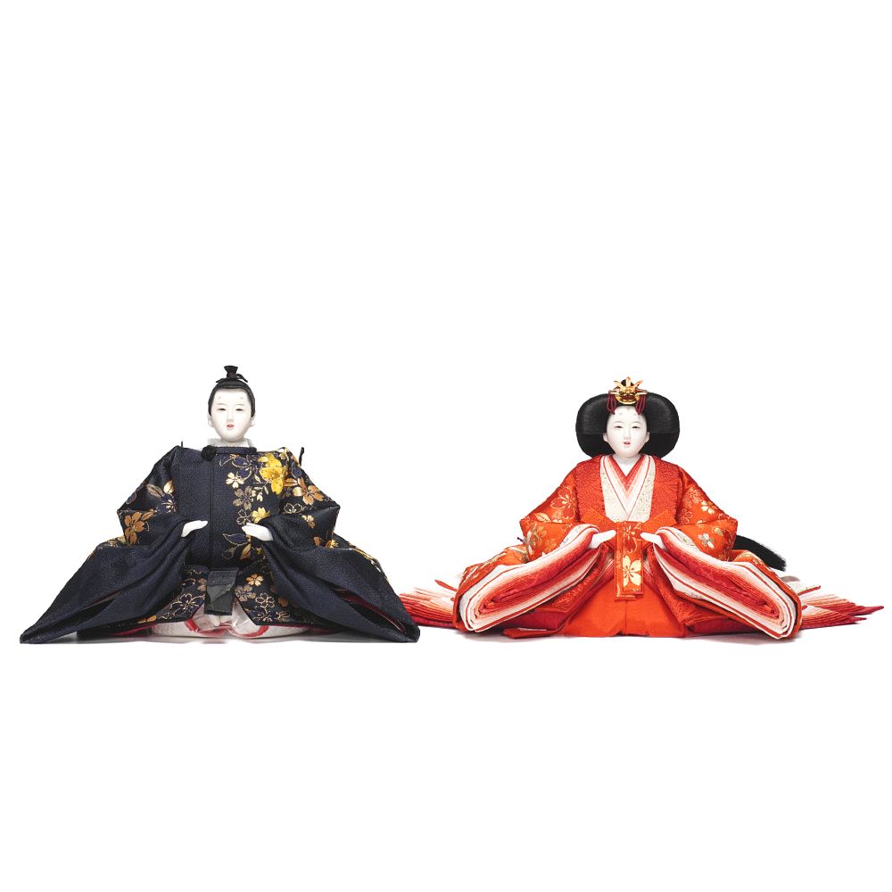 【雛人形】京十番 刺繍 桜ちらし(紺・朱) 親...の詳細画像3