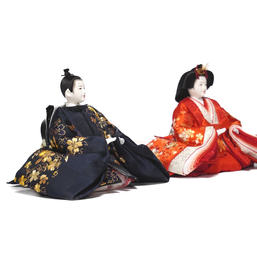 【雛人形】京十番 刺繍 桜ちらし(紺・朱) 親...の詳細画像4