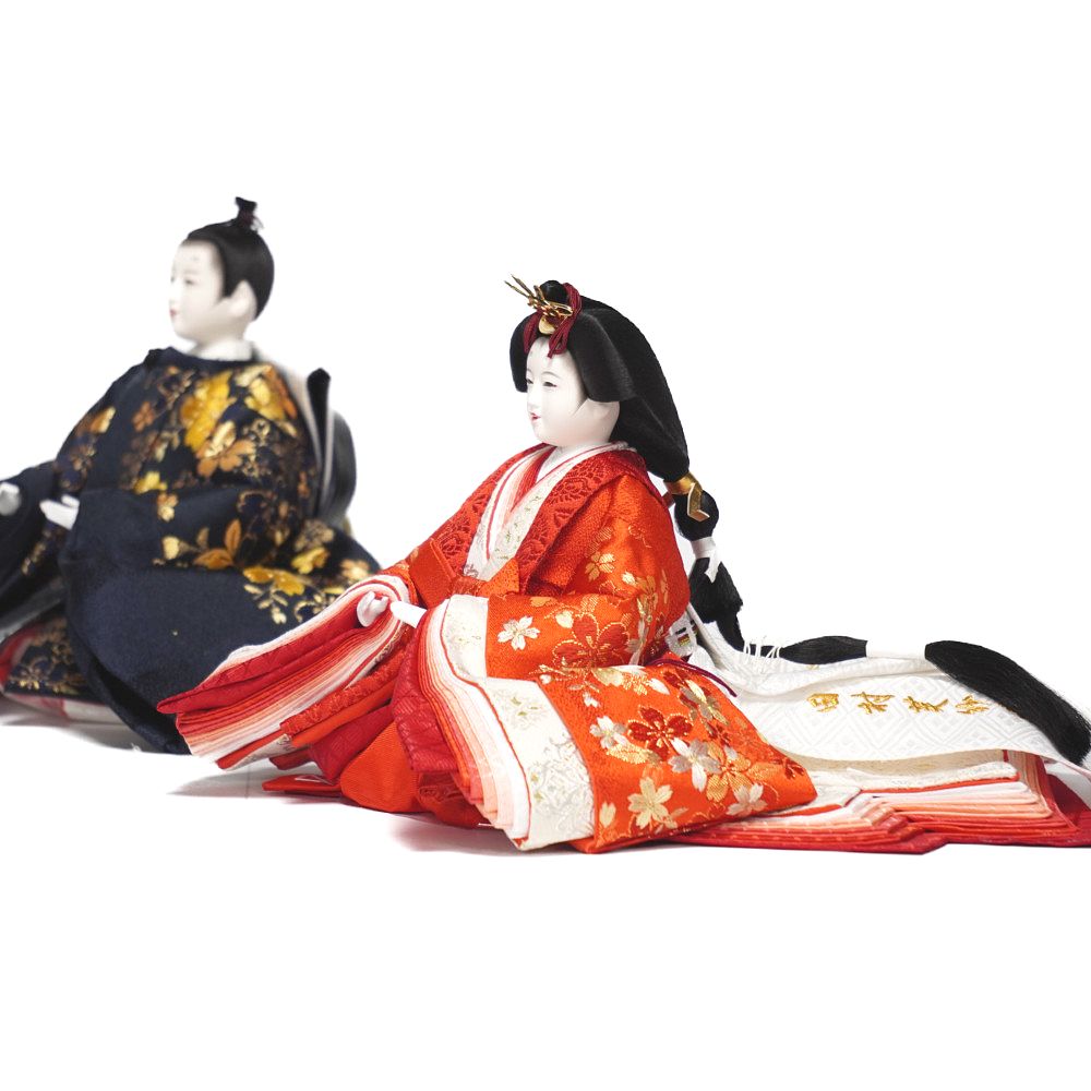【雛人形】京十番 刺繍 桜ちらし(紺・朱) 親...の詳細画像5