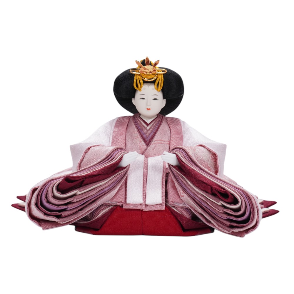 【雛人形】「葵」 桜ちらし刺繍(白・ピンク) 親王飾り | 柴田家千代作_4