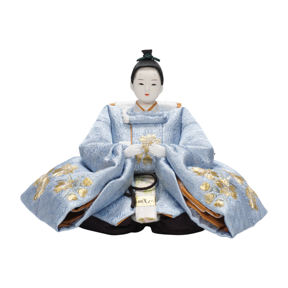 【雛人形】「葵」 麻の葉に京刺繍桜(水色・ピンク) 親王飾り | 柴田家千代作_3