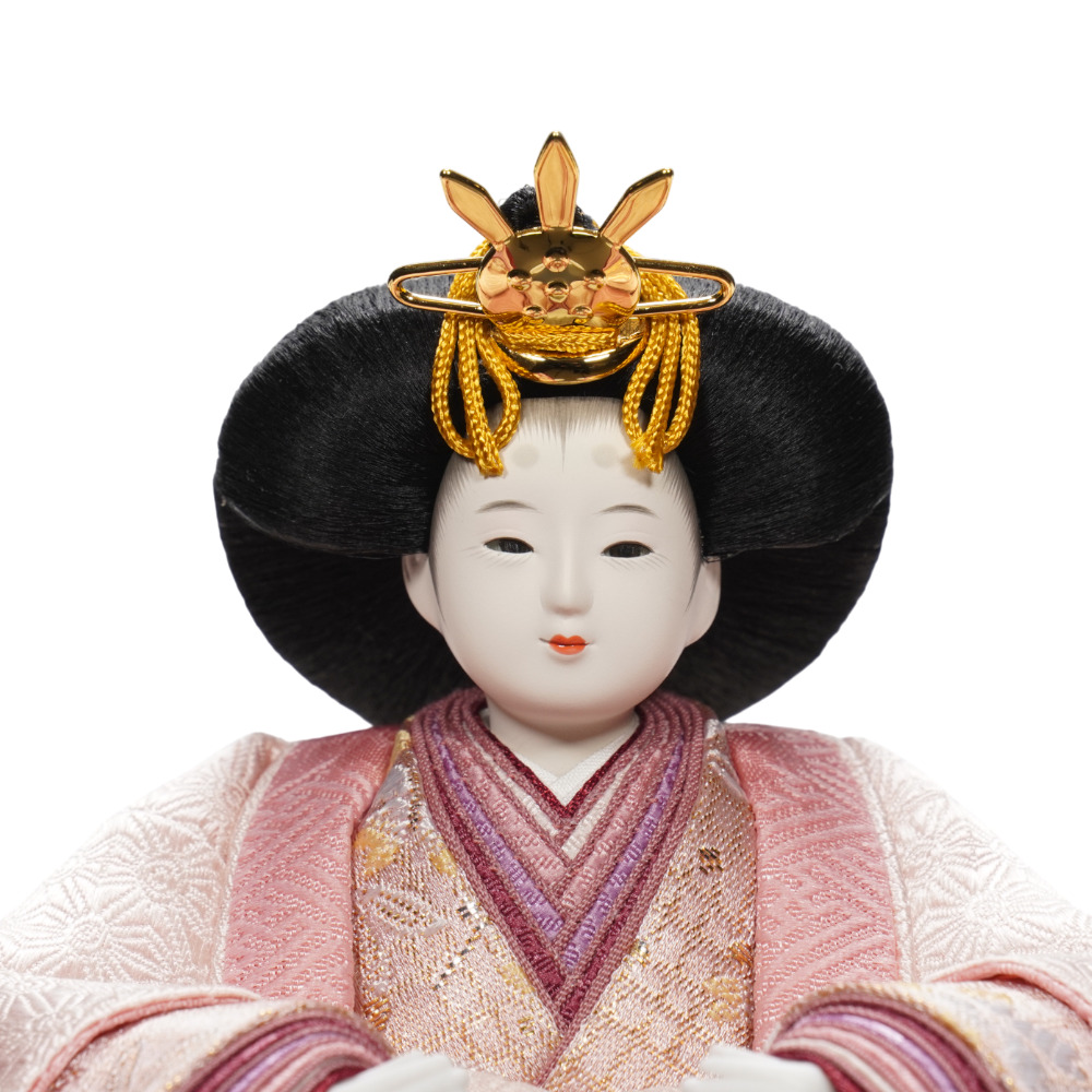 【雛人形】「葵」 麻の葉に京刺繍桜(水色・ピンク) 親王飾り | 柴田家千代作_6
