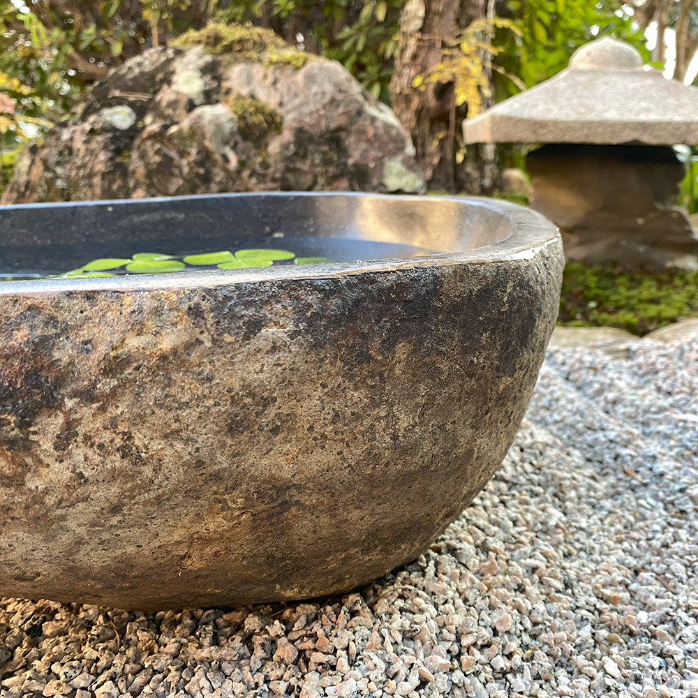 極希少品★高級つくばい 手水鉢 睡蓮鉢 大型水鉢 オリジナル　リーフ型　引取三重 つくばい 手水鉢 水鉢 睡蓮鉢 石 大型 蹲 スイレン鉢 ハス鉢 水盤 坪庭