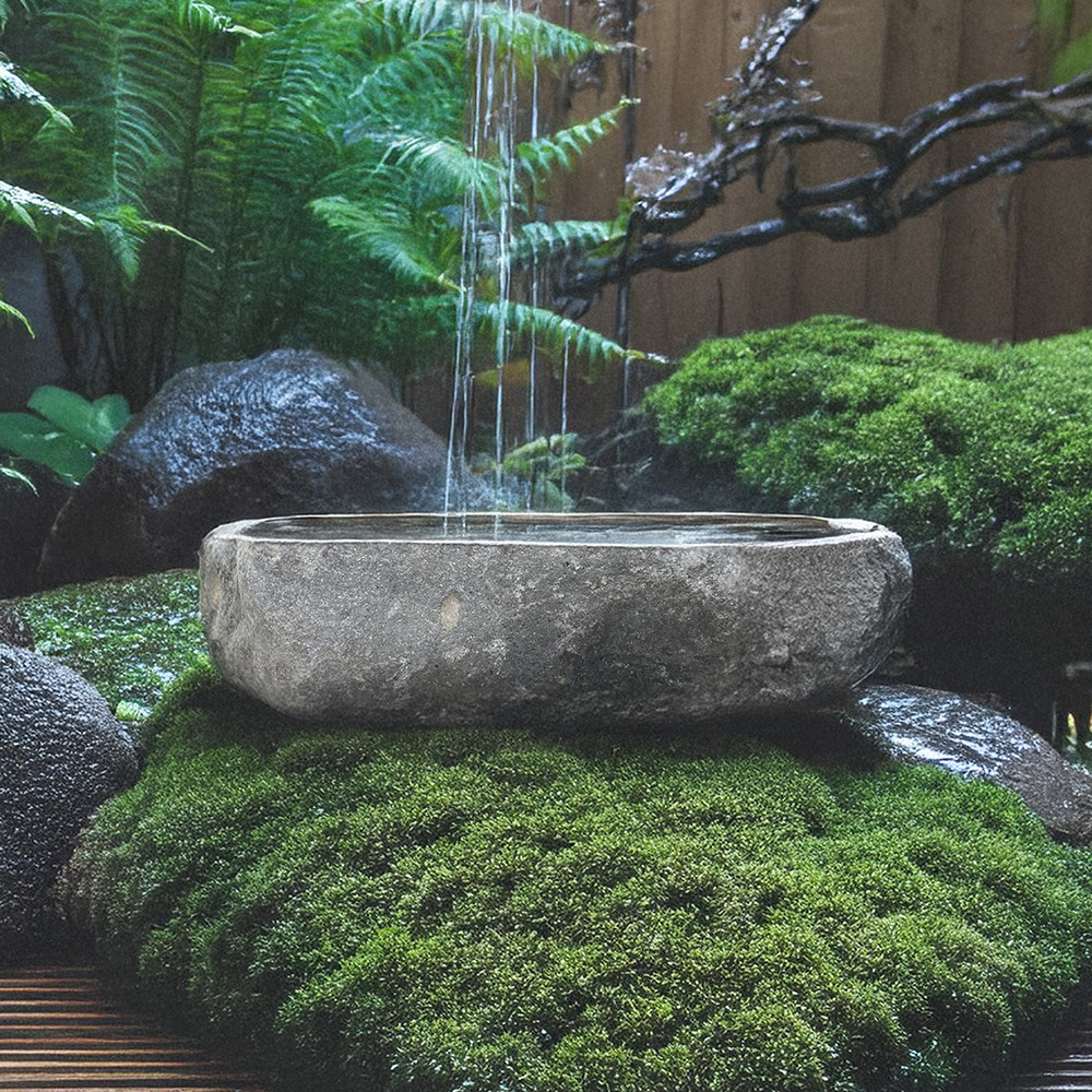 つくばい 手水鉢 水鉢 睡蓮鉢 石 大型 蹲 スイレン鉢 ハス鉢 水盤 坪庭