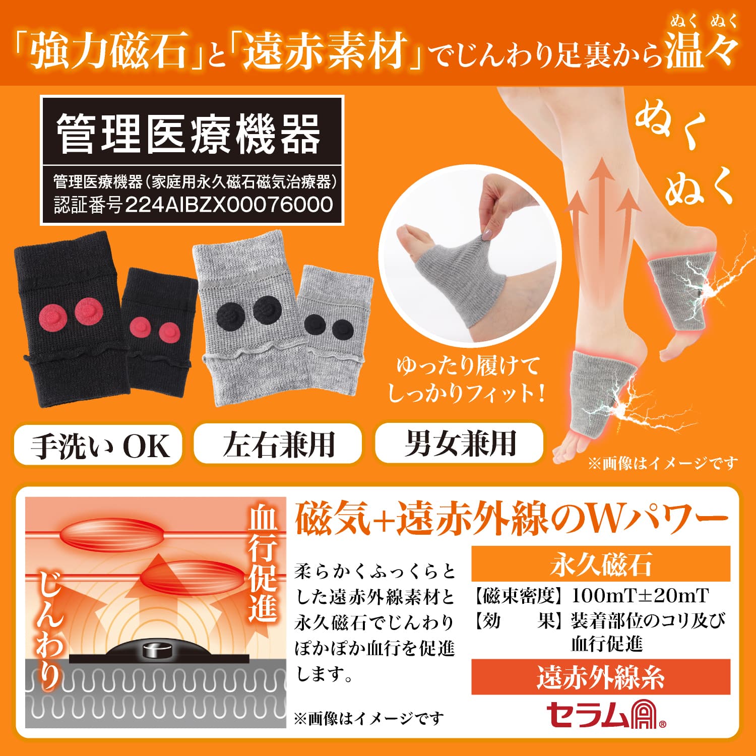 こむら返り 足のツリ 足の冷え 予防 防止 管理医療機器 対策 ソックス サポーター デラックスツラナイトバンド 関連画像1